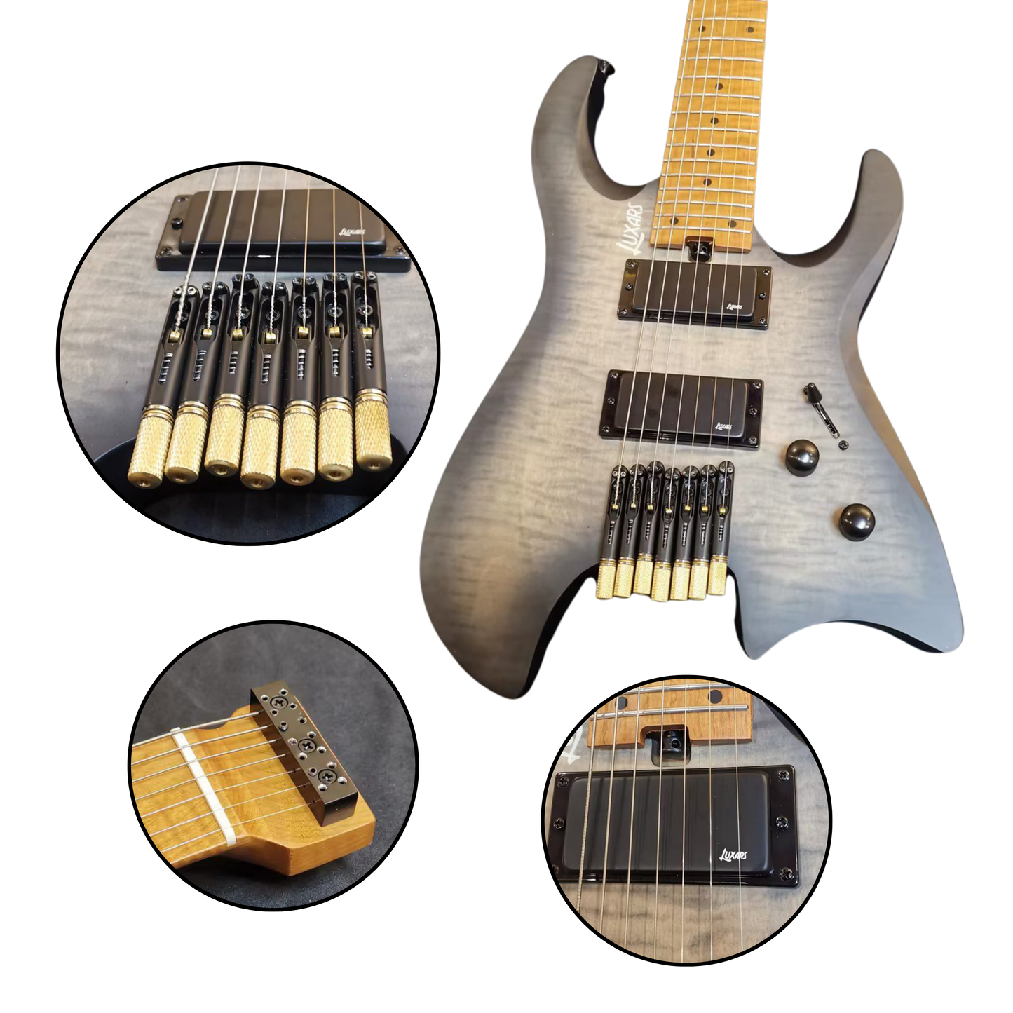Luxars S-G63-7 (Headless) Electric Guitar