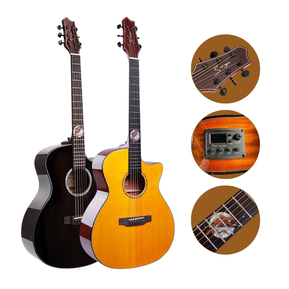 Smiger M-D10S 41-inch solid Acoustic Guitar with EQ and Bag