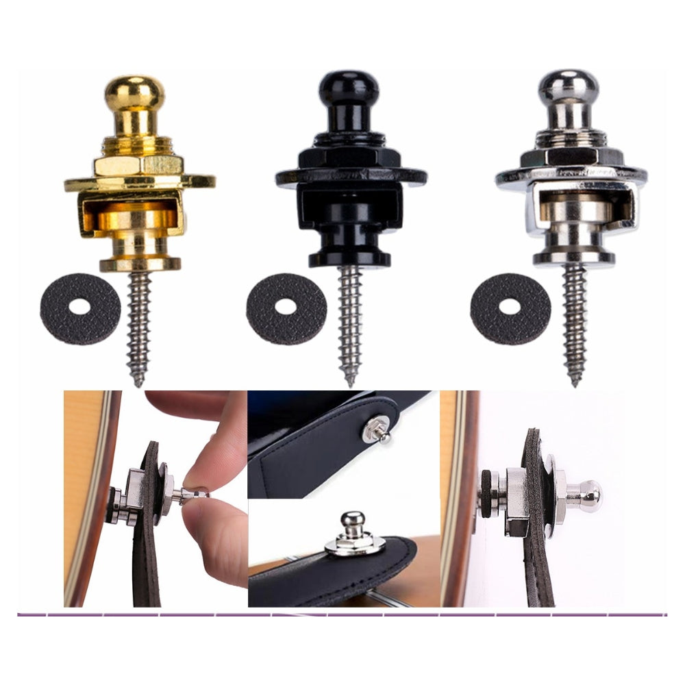 Smiger PP-D03 Guitar Strap Lock & Button, 4 Pcs Security Quick Release Strap